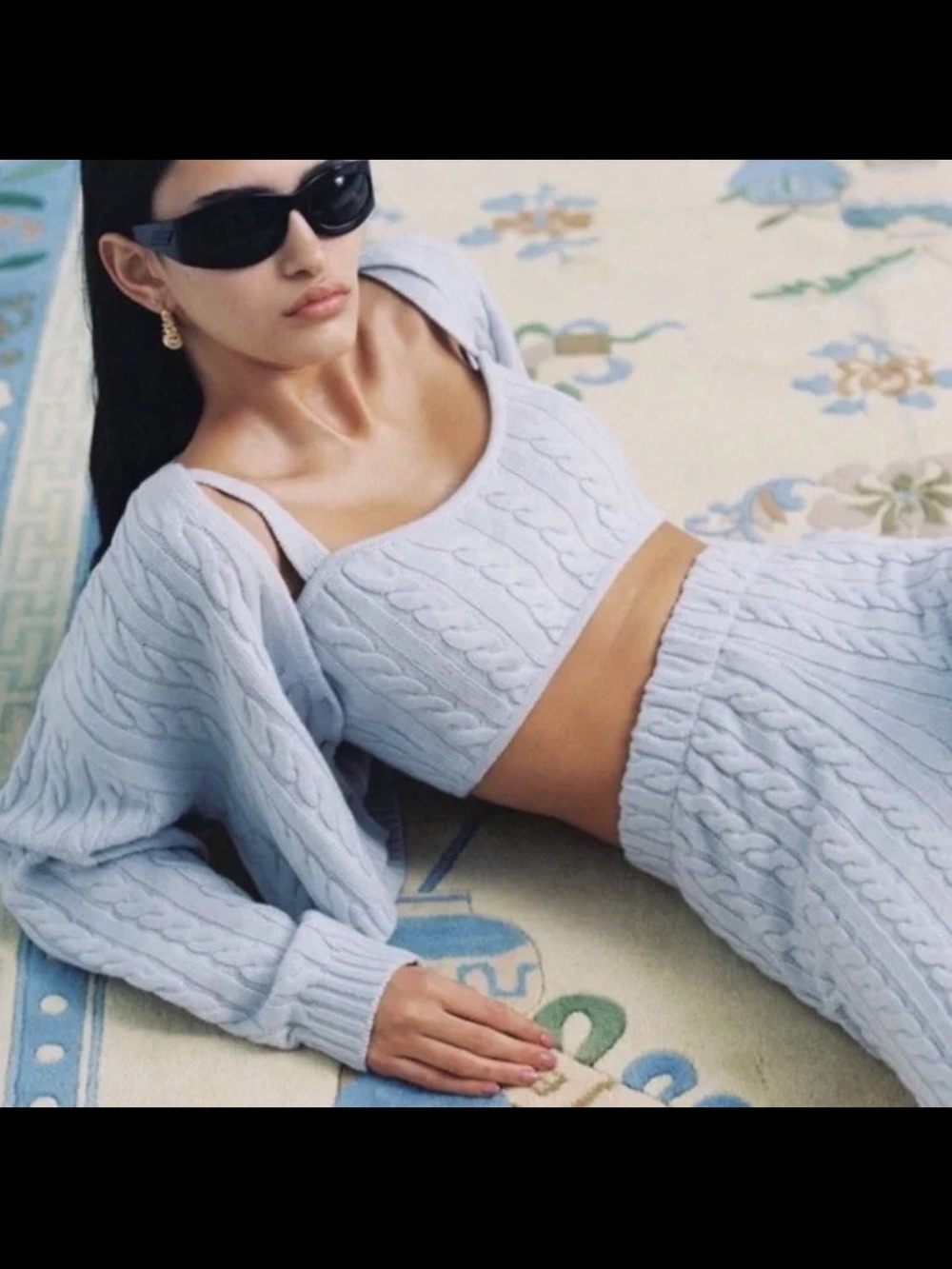EUC RONNY KOBO Phyllis Cropped Cable Knit top